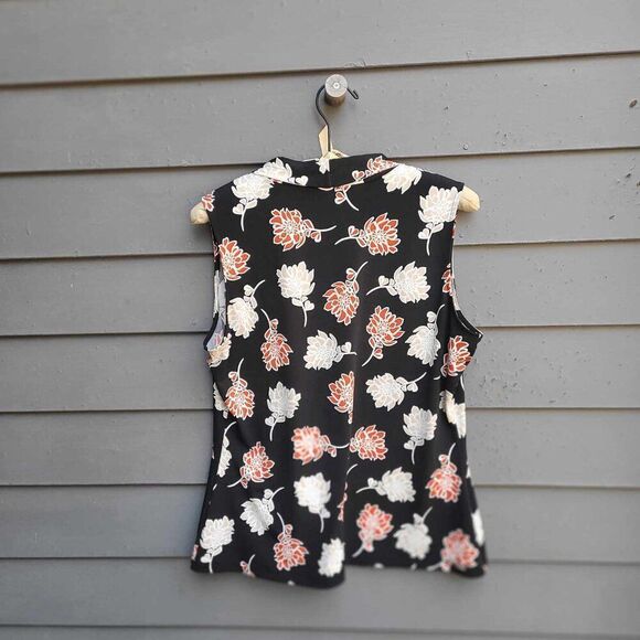 Calvin Klein Sleeveless Black Red White Floral Top size Medium - Picture 6 of 12